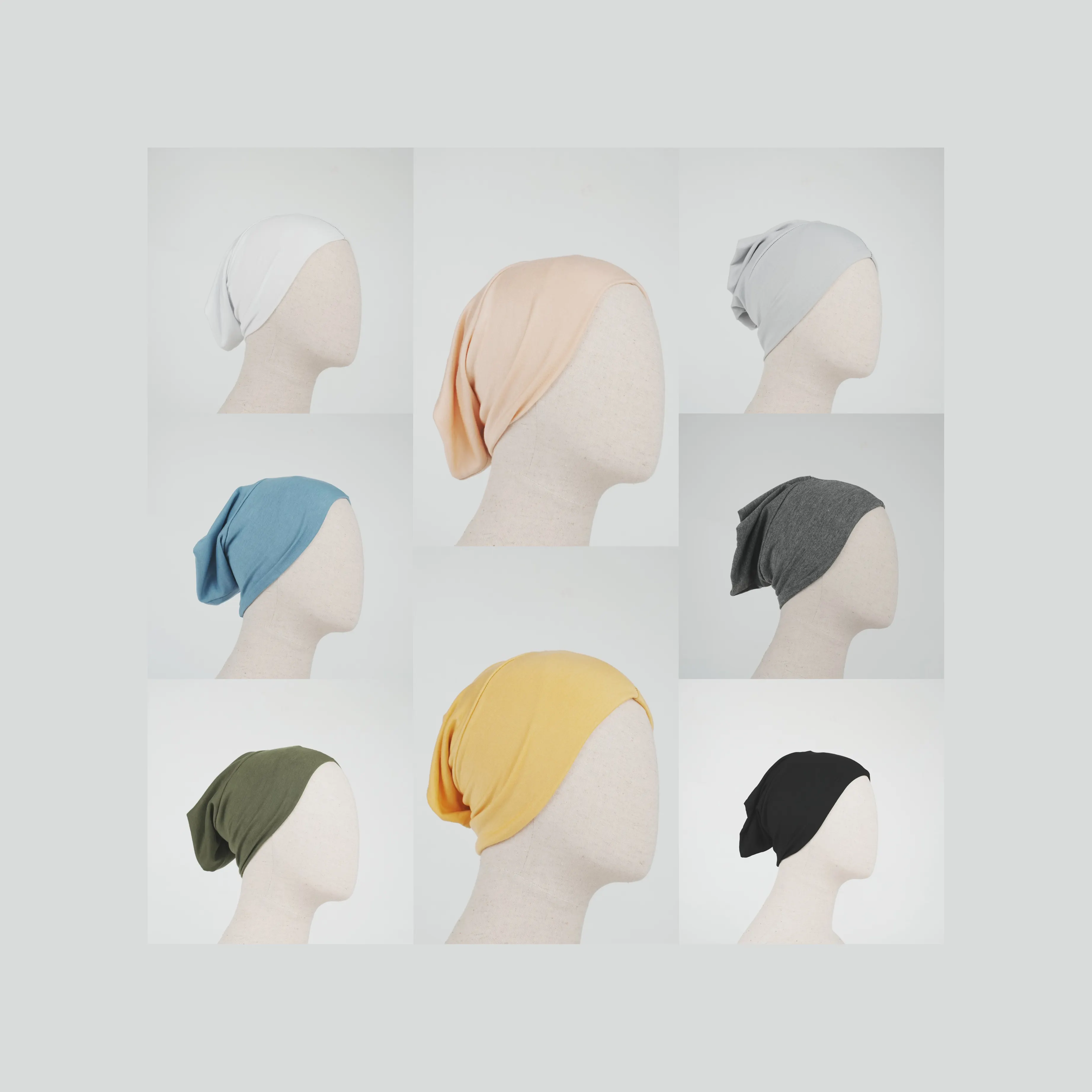 2024 Split bersama warna Solid syal jilbab di bawah topi selendang untuk Islami bungkus etnis syal & selendang Hijab Jersey tabung topi