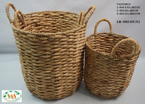 Cesta de Almacenamiento Tejida a Mano con Jacinto de Agua, Ecológica y Moderna, con Asa, Forma Ovalada, Multiusos, Marca Viet Anh, Hecha en Vietnam - Product Image 3