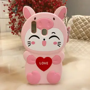 Coque arrière souple en silicone avec dessin de chat d'amour, pour Samsung Galaxy A20 3D