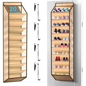 Over The Door <b>Shoe</b> Organizer 10 Tier Hanging Rack Beige For <b>Shoes</b> <b>Storage</b> Behind Door - Product Image 1