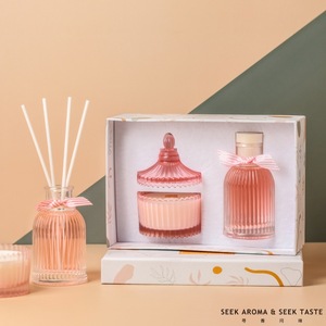 Reed Diffuser <b>Set</b> Glass <b>Candle</b> Gift Box Long Lasting Aroma Home Bedroom Fragrance Decorations - Product Image 5