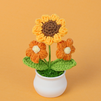 Planta Artificial de Margarita en Maceta, Girasol de Ganchillo, Regalos de San Valentín, Planta de Girasol Simulada en Maceta, Decoración de Habitaciones