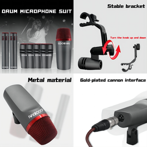 Demao Dynamic Drum Kit Group Kick Drum Instrument de musique M Microphone Set For Stage Show - Product Image 2