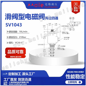 Vanne à cartouche hydraulique SV10 43, électrovanne directionnelle à deux positions quatre voies pour produits pétroliers, utilisation à température ambiante - Product Image 5