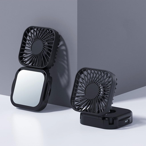 Hanging Neck Mini Fan LOGO Customization Cooling <b>Small</b> Fan Foldable Portable USB Rechargeable Handheld Fan with Makeup <b>Mirror</b> - Product Image 4