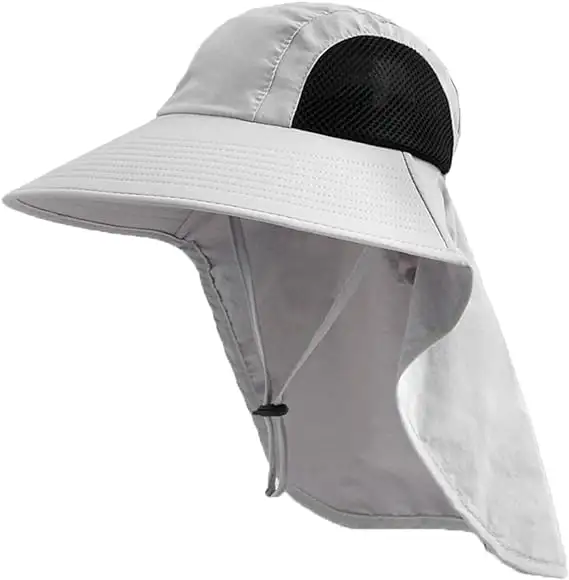 Vente en gros de haute qualité respirant filet cou rabat chapeau de soleil protection UV chaîne randonnée pêche chapeau large bord soleil seau casquette