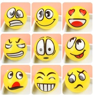 TJ MARK Ballon en PU jaune avec visage souriant, mini jouet souple éducatif, anti-stress parent-enfant, forme animale élastique, logo personnalisé pour enfants