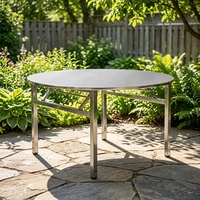 Table ronde en acier inoxydable pour l'extérieur, table de restaurant robuste, résistante à la rouille, à l'usure et à la corrosion