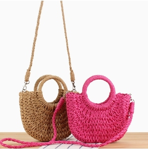 Hot Sell New Half Round Beach Handbag Straw Woven Rattan <strong>Wicker</strong> Vacation Beach Tote <strong>Bag</strong> Fashion Female Crossbody <strong>Bag</strong> - Product Image 1
