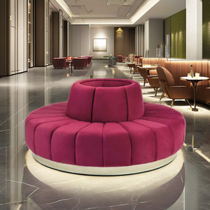 Round Velvet Sofa Solid Wood High-Density <b>Foam</b> Restaurant Set Modern Lounge <b>Seating</b> for Hotel and Cafe Dining Reception - Product Image 3