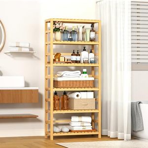 Wholesale 6-Tier Natural Non-Folding Precision-Made Adjustable Layers Multipurpose Standing <b>Storage</b> Shelf OEM ODM Rack - Product Image 1