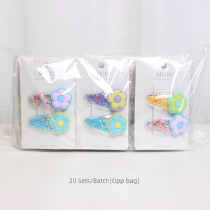 Neue kinderfarbe Treibsand transparente Haarschnalle niedlicher Cartoon-Haarclip 2 Paare süßes Farbe für Kinder - Product Image 4