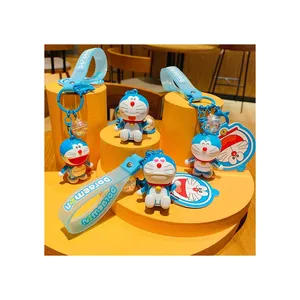 Dickmon Kawaii 3d Pvc Cartoon Poppentas Hanger Japanse Anime Karakter Sleutelhanger Schattige Doraemon Kat Sleutelhangers