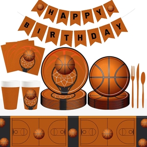 Fournitures de fête sur le thème du basketball DAMAI, assiettes et serviettes de sport, ensemble de vaisselle d'anniversaire pour adolescents, enfants, garçons, fournitures de fête - Product Image 2