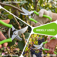 Gunting Pangkas Manual Baja Karbon untuk Tangan Kanan dengan Gagang Karet, Ukuran Lubang 4.5cm, untuk Batang Bunga, Cabang Pohon Buah, Tanaman Kebun