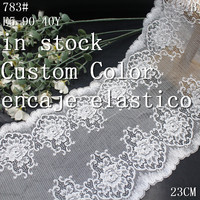 Lots de liquidation de dentelle élastique beige de 23 cm, dentelle extensible teinte en nylon pour accessoires de soutien-gorge