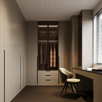 Clóset Moderno de Lujo con Puertas Corredizas de Vidrio, Estanterías Modulares, Armario Personalizable para Dormitorios y Villas de Alta Gama