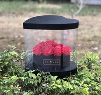 Boîte d'emballage de fleurs en forme de coeur Saint Valentin avec grande fenêtre en plastique transparent bouquet de fleurs cadeau boîte de mariage pour bijoux roses
