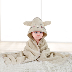 Serviette de bain à capuche pour bébé en coton premium, poncho absorbant et écologique, motif animal de dessin animé, 35x35 pouces - Product Image 5