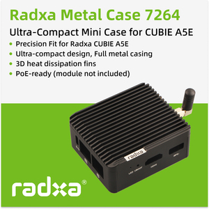 Carcasa Metálica de Aluminio 7264 Compatible con la Computadora de Placa Única Radxa A5E, Estuche Protector de Hardware Radxa - Product Image 1
