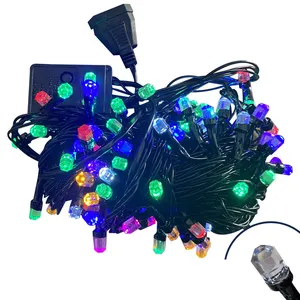 Lampu Natal tali Led lampu kepala bulat heksagonal Plug-in lampu gantung dalam ruangan pesta pernikahan dekorasi