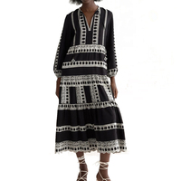 Robe longue décontractée pour femmes, de haute qualité, tissée, respirante, à motifs floraux, avec broderie et dentelle, élégante, style kaftan