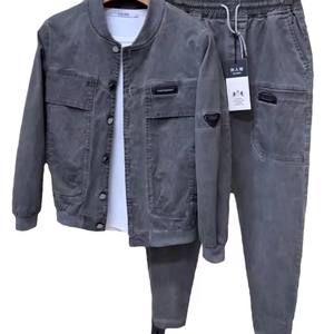 Nuovo Completo Moda Primavera-Autunno, Due Pezzi Comodi per <span class=keywords><strong>Uomo</strong></span>, Taglie Forti, Set Giacca e Pantaloni da Jogging - Product Image 1