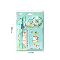 Kit de Papelería Infantil con Dibujos Animados 3 en 1, Bolígrafo Multicolor de 6 Colores, Cinta Correctora, Mini Cuaderno Espiral, Set de Regalo para Estudiantes, Empaquetado en Blíster