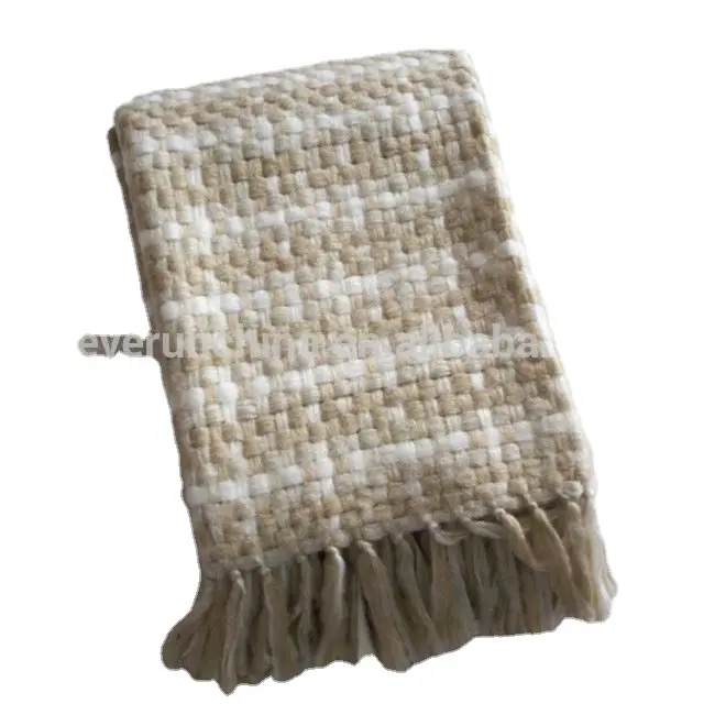 100% Acryl Faux Mohair Loop gewebte personal isierte Boucle Schal Kissen Schal Decke