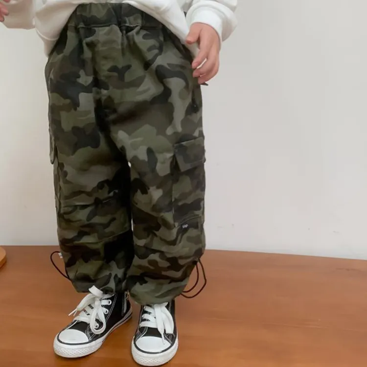 Personnalisé Printemps Et Automne Enfant Vêtements 100% Coton Camouflage Enfant Vêtements Pour Enfants Garçon Pantalon Cargo