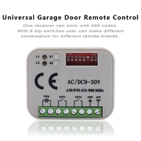 Récepteur universel de télécommande de porte de garage 2 canaux 9-30V à code fixe et à code variable