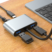 Adaptateur Ethernet filaire 4 en 1 USB-C vers Gigabit RJ45 Combo 2 ports USB Hub avec alimentation 60W