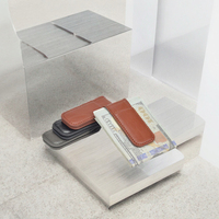 Porte-monnaie minimaliste ultra fin personnalisé, mini pince à billets, aimant puissant, cuir microfibre véritable, pince à billets portable, pliable