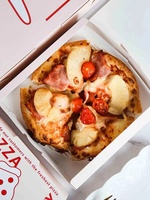 Boîte à pizza rectangulaire rose personnalisée pour aliments avec laminage mat en relief et revêtement UV
