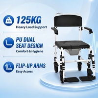Chaise de toilette légère en aluminium avec roulettes, hauteur réglable, pour personnes âgées et handicapées, certifiée CE
