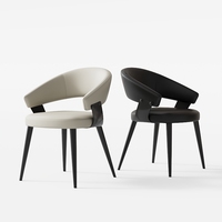Chaises de salle à manger contemporaines de luxe nordique en métal et similicuir écologique avec dossier rembourré pour villas modernes, hôtels et maisons