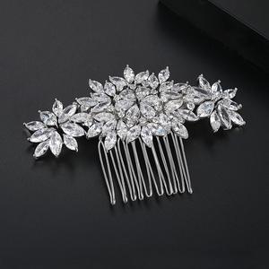 LUOTEEMI-Horquillas para el pelo de circón cúbico para mujer, diseño de joyería de estilo clásico antiguo, flor de lujo, AA, peine de novia