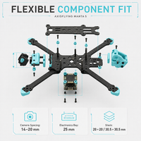 Kit de châssis de drone FPV Axisflying Manta 5 pouces True X 238 mm en fibre de carbone T700 avec bras de 5 mm pour la construction de quadricoptères de course Freestyle CE/FCC