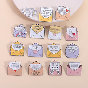 Broche créative avec message émotionnel, enveloppe, texte positif, magnifique et inspirant, badge en métal, décoration pour vêtements - Product Image 3