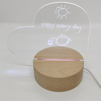 Base de lampe led 3d, veilleuse rouge, support de panneau en acrylique, base en bois