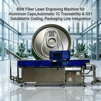 Machine de gravure laser à fibre automatique pour capuchons en aluminium 60W 1C avec traçabilité, codes GS1, DataMatrix, DXF, AI pour ligne d'emballage