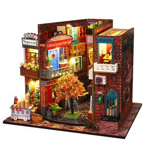 Nouveau Kit DIY de Niche à Livres en Bois Vintage « Allée de Shanghai », Modèle Puzzle 3D avec Éclairage LED, <span class=keywords><strong>D</strong></span>écoration Artisanale Faite à la Main pour la Maison, Cadeau - Product Image 1