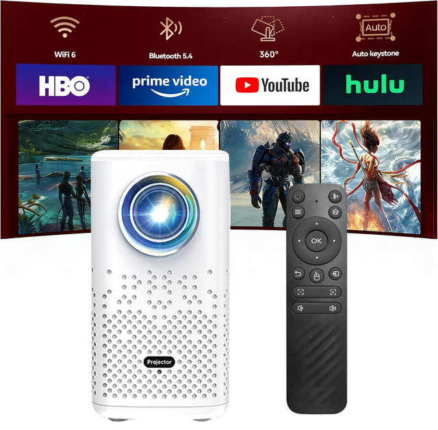 Best Sell P1H 720P Smart Projector 200 ANSI Lumens 9800mAh Battery 8GB Android 13 LCD 4K Short Throw Pocketable HiFi Stereo Home