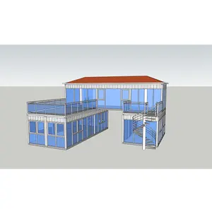 Luxus dreieckiges Dach Versand behälter Doppels töckiges Haus 4 Schlafzimmer Wohnung Fertighäuser Mit Seiten leiter und Terrasse