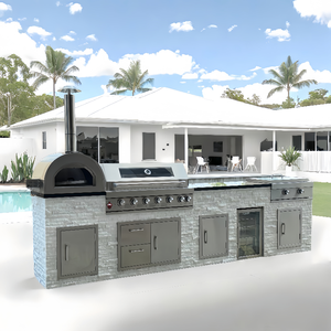 Kit de cadre métallique pour cuisine extérieure Ensemble de cuisine extérieure avec barbecue et four à <span class=keywords><strong>pizza</strong></span> Cuisines de barbecue extérieure avec four Kamado - Product Image 6