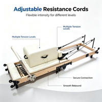 Lit de Pilates pliable et réglable en bois écologique, en érable blanc, pour studio à domicile avec plateforme de saut, pour la santé et le bien-être