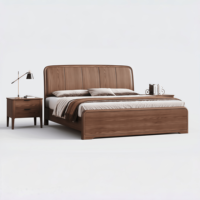 Neues Doppelbett im chinesischen Stil aus massivem Ulmenholz mit abgerundeten Ecken; geeignet für Schlafzimmer zu Hause, Hotels und Apartments.