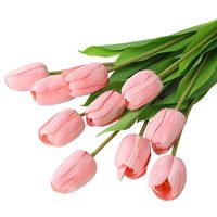 WildRealm Bunga Tulip Sutra Buatan Kelas Atas, Tangkai Tunggal, Rangkaian Bunga Palsu, Dekorasi Ruang Tamu, Hiasan Dalam Ruangan