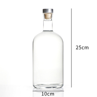 Bouteilles de Gros 250ml 375ml 500ml 750ml 1000ml pour Whisky, Vodka, Tequila – Bouteilles de Vin et Liqueur en Verre Rond Transparent
