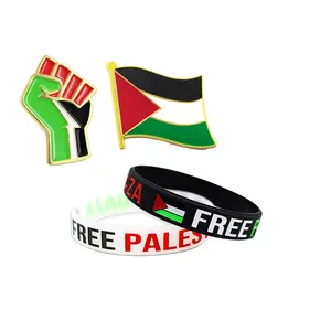 Wholesale Custom Metal Enamel Epoxy Country National Day Souvenir Palestine Flag Pin Badge Palestinian Decorations